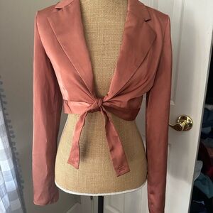 Elegant Rust Tie-Front Jacket